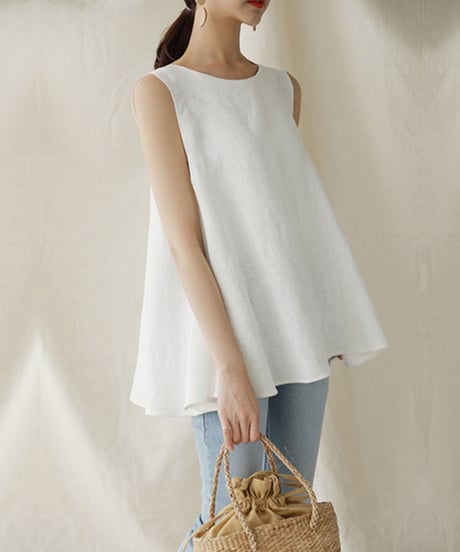 sleeveless cut-and-sewm with belt (2 colors)