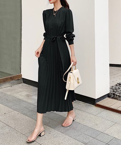 long pleated dress (4 colors)