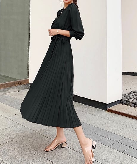 long pleated dress (4 colors)