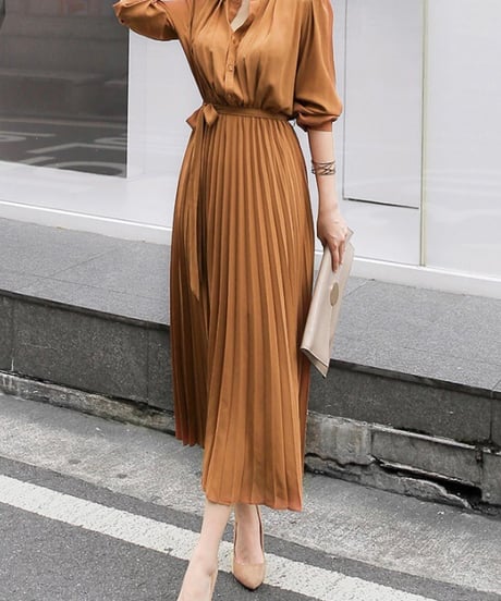 long pleated dress (4 colors)