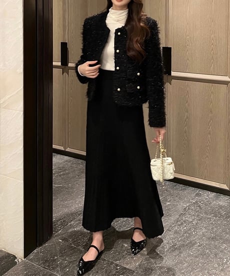 long pleated skirt (2 colors)