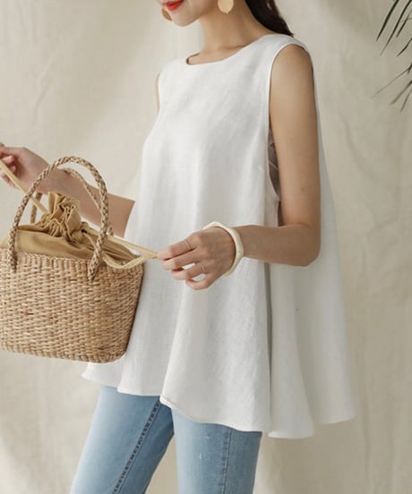 sleeveless cut-and-sewm with belt (2 colors)