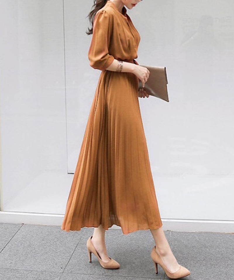 long pleated dress (4 colors) | REPOACE®︎