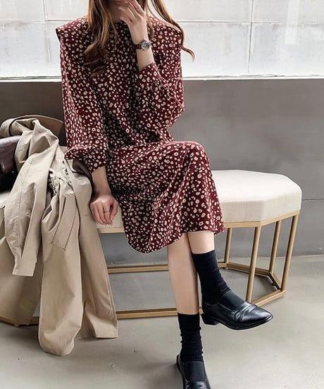 leopard pattern collared dress (3 colors)