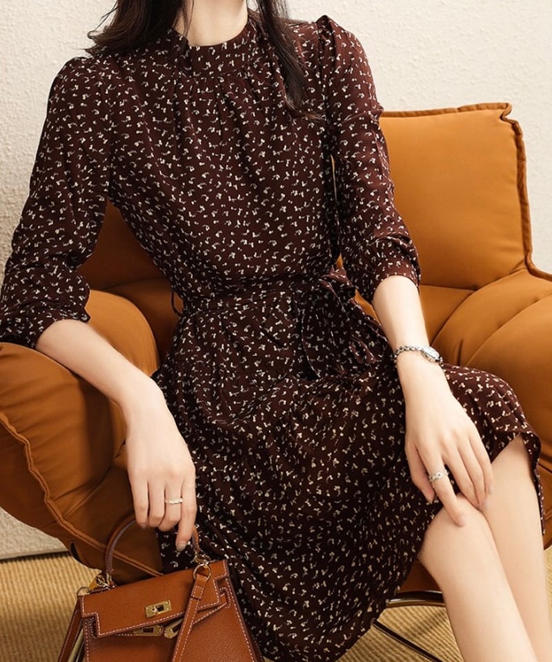 ワンピース Rojina ribbon dress Brown 予約 marron Ribbon dress | alli.