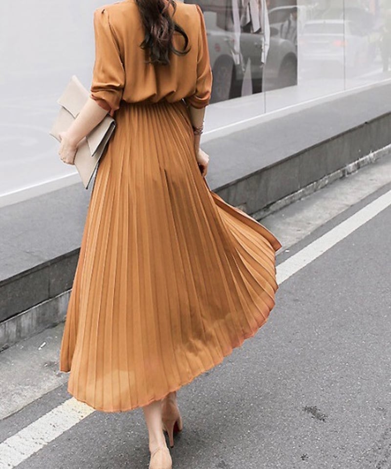 long pleated dress (4 colors) | REPOACE®︎