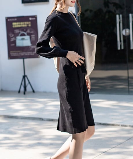 knit belt dress (3 colors)
