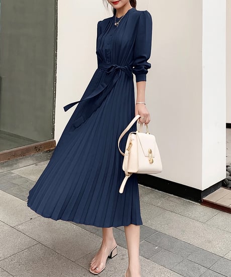 long pleated dress (4 colors)