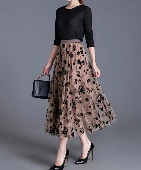 floral see-through skirt (3 colors)