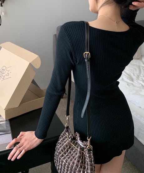 open chest knit dress (2 colors)