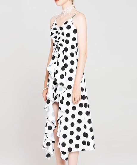 dot camisole frill dress (1 color)