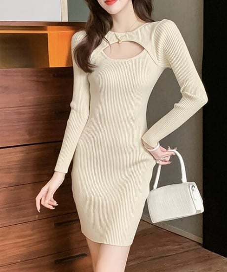 open chest knit dress (2 colors)