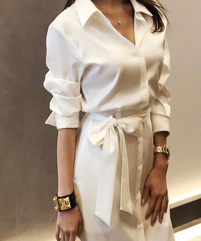 ワンピース LONG-SHIRT-DRESS ne Quittez pas｜コットン ポプリン ビオラ プリント ビッグ