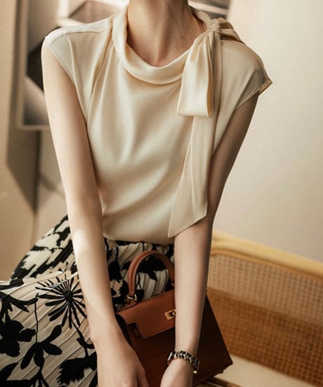 side bowtie blouse (2 colors)
