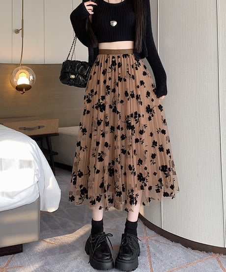 floral see-through skirt (3 colors)