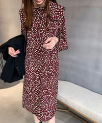 leopard pattern collared dress (3 colors)