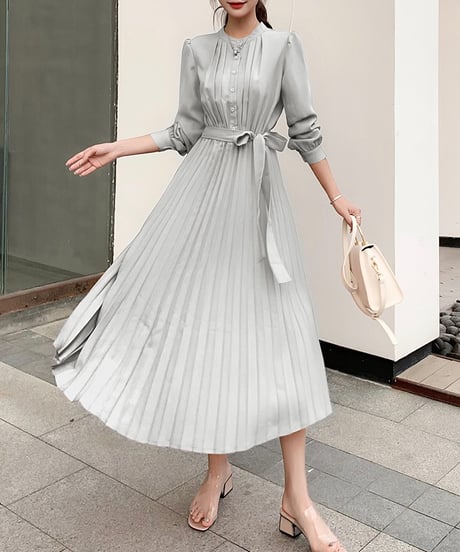 long pleated dress (4 colors)