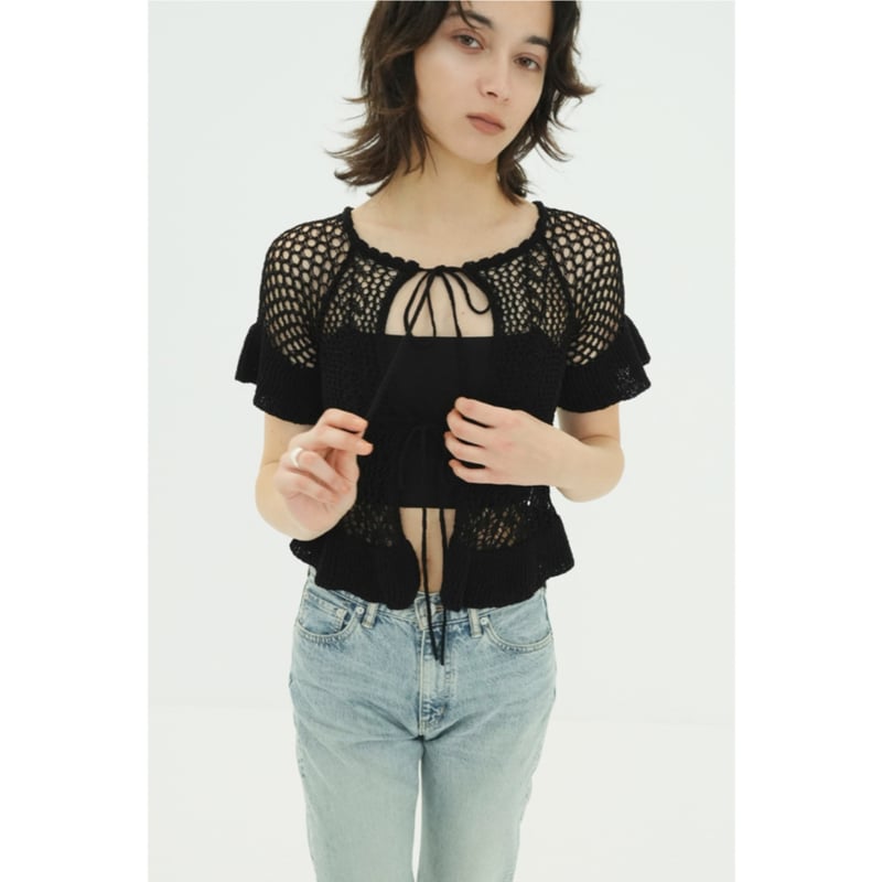CLANE クラネ “W FACE RIBBON CROCHET KNIT TOPS” ダブル