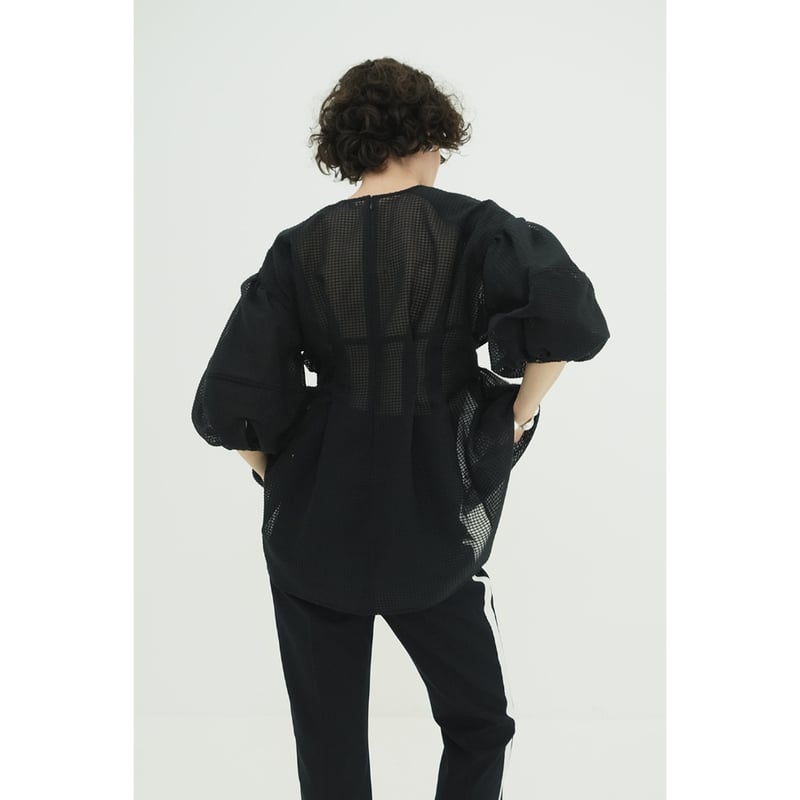 トップス CLANE SHEER PLAID VOLUME SLEEVE 1 セール】SHEER PLAID VOLUME SLEEVE TOPS（シャツ/ブラウス