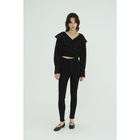 CLANE クラネ “FRILL COLLAR SHORT BLOUSE” フリルカラーショートブラウス