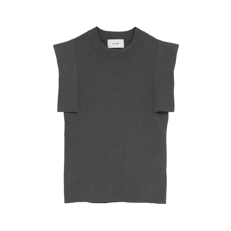 CLANE SQUARE SLEEVE KNITTOPS グレー サイズ2 CLANE クラネ “SQUARE SLEEVE KNIT TOPS” スクエアスリーブニット