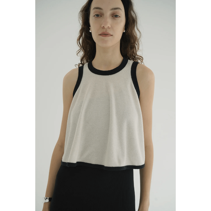 clane クラネ　PILE FLARE TANK TOPS ブラウン CLANE - パイル フレアショートトップス - PILE FLARE TANK TOPS