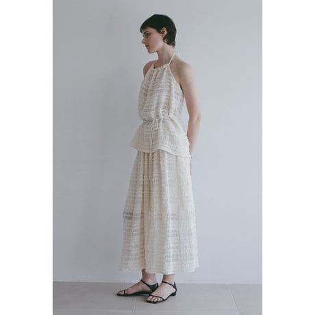 MANOF マノフ “SHIRRING HALTER NECK TOPS” シャーリングホルターネックトップス