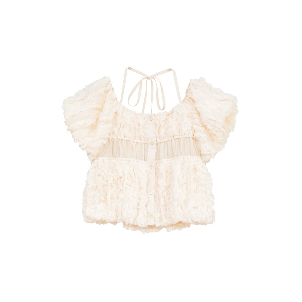 CLANE クラネ “W FACE TOPSTITCHED FRILL TOPS” ダブルフェ