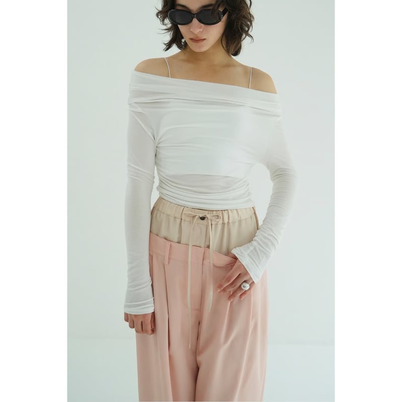 新品タグ有DRAPED OFF SHOULDER SOFT CUT TOPS 1 CLANE クラネ “DRAPED OFF SHOULDER SOFT CUT TOPS” ド