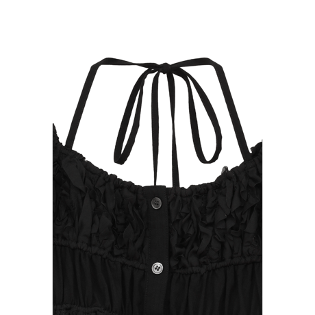 CLANE クラネ “W FACE TOPSTITCHED FRILL TOPS” ダブルフェイストップスティッチフリルトップス