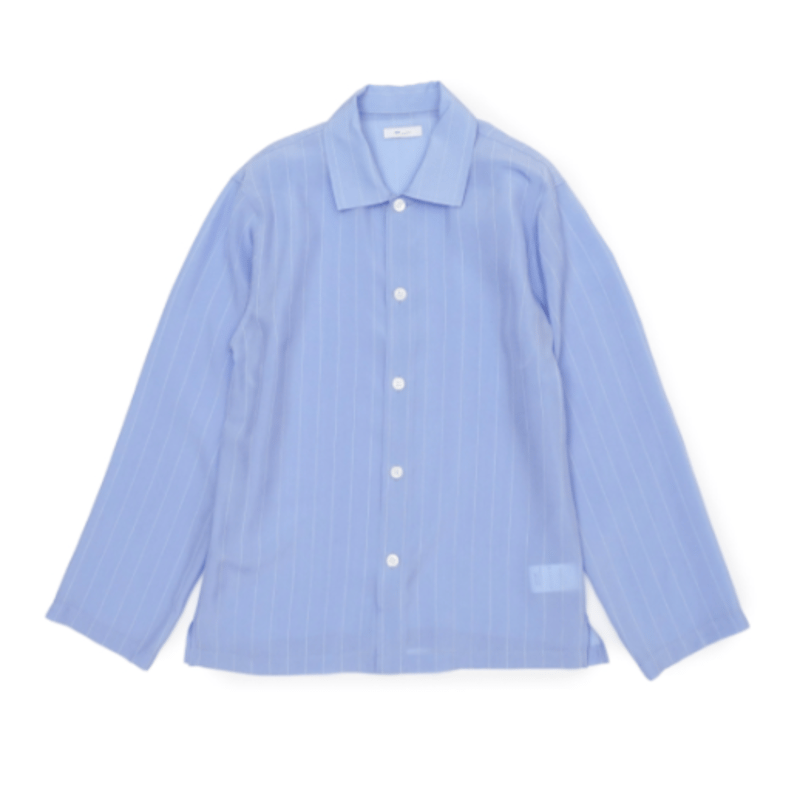 MY___マイ PINSTRIPED SHEER PAJAMA SHIRT ピンストライプシア