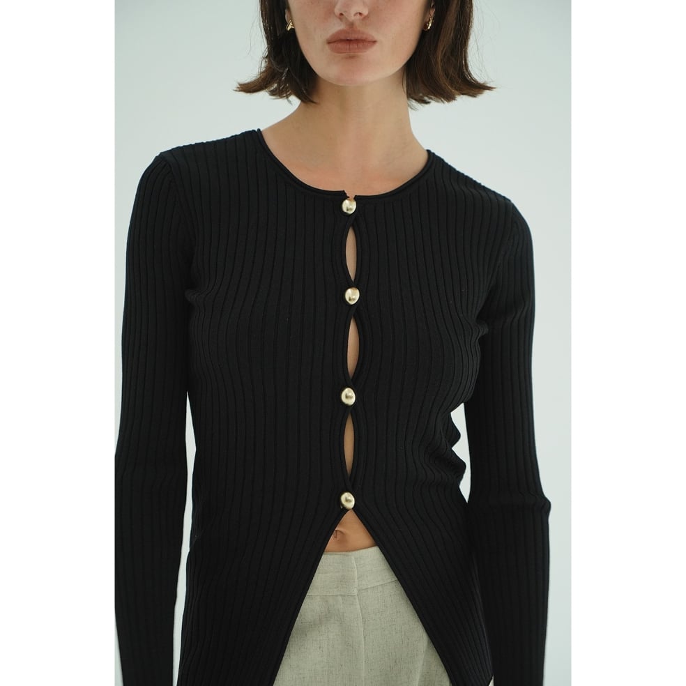 CLANE クラネ “W FACE GOLD BUTTON KNIT TOPS” ダブルフェイ