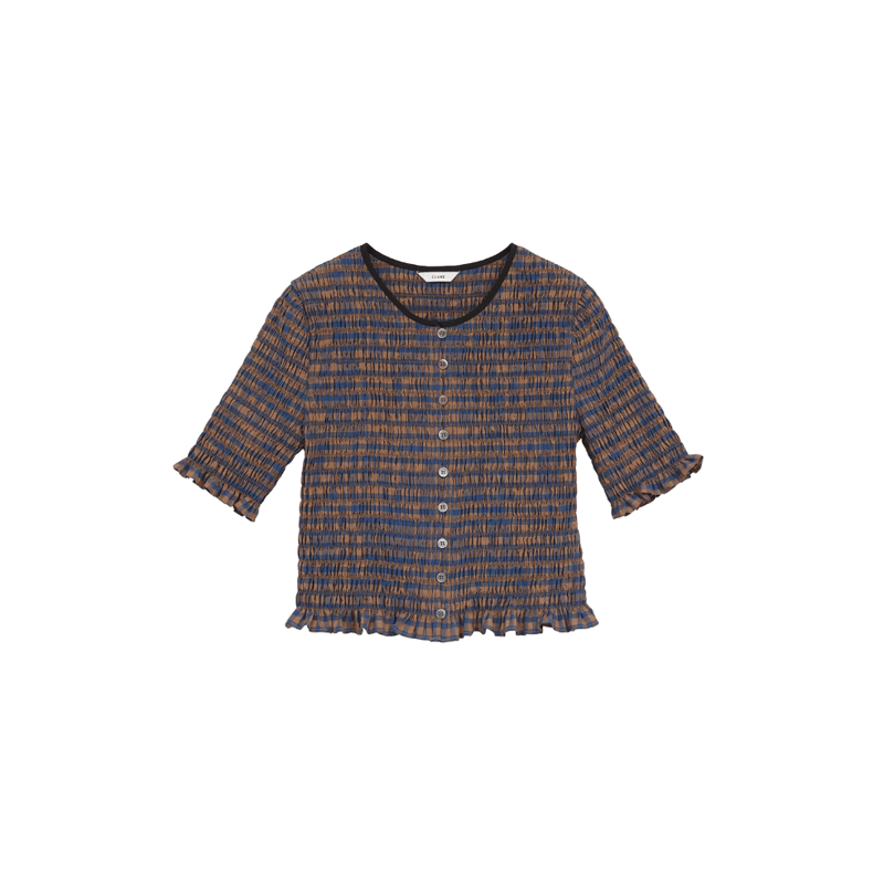 CLANE クラネ “SHIRRING HALF SLEEVE BLOUSE” シャーリングハ