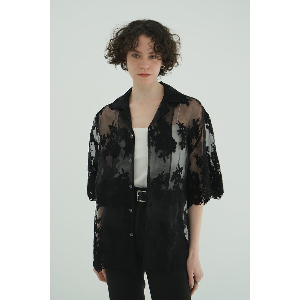 CLANE クラネ “SHEER FLOWER LACE SHIRTS” シアーフラワーレース