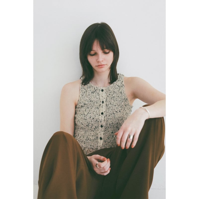 CLANE クラネ “W FACE MIX MESH GATHER N/S TOPS” ダブル