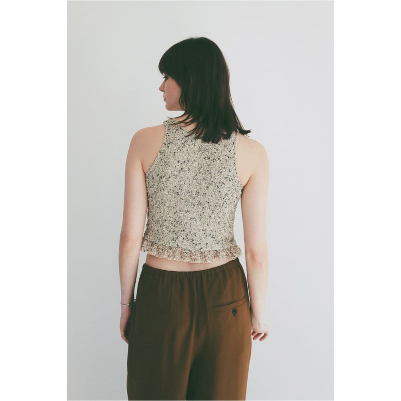 CLANE クラネ “W FACE MIX MESH GATHER N/S TOPS” ダブル