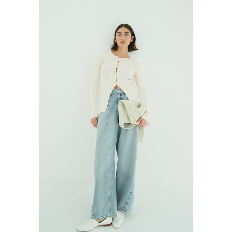 CLANE クラネ “W FACE GOLD BUTTON KNIT TOPS” ダブルフェイ