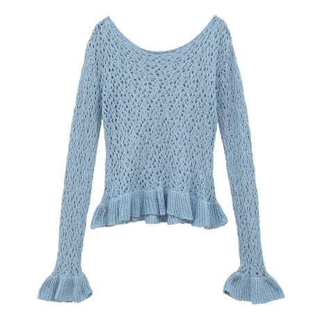 CLANE クラネ “BOAT NECK CROCHET KNIT TOPS” ボートネッククロチェットニットトップス