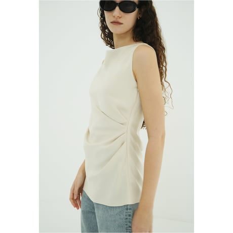 CLANE クラネ “SATIN DRAPE TOPS” サテンドレープトップス