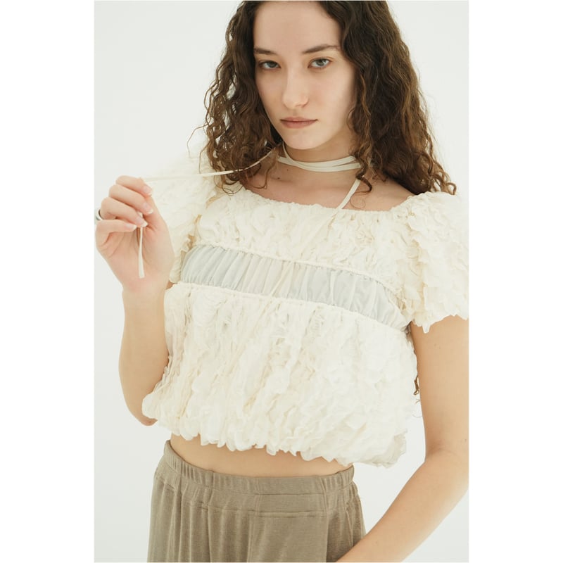 新品タグ付き CLANE クラネ バッグフリルトップス CLANE - バックフリルニットトップス - BACK FRILL KNIT TOPS - GREY