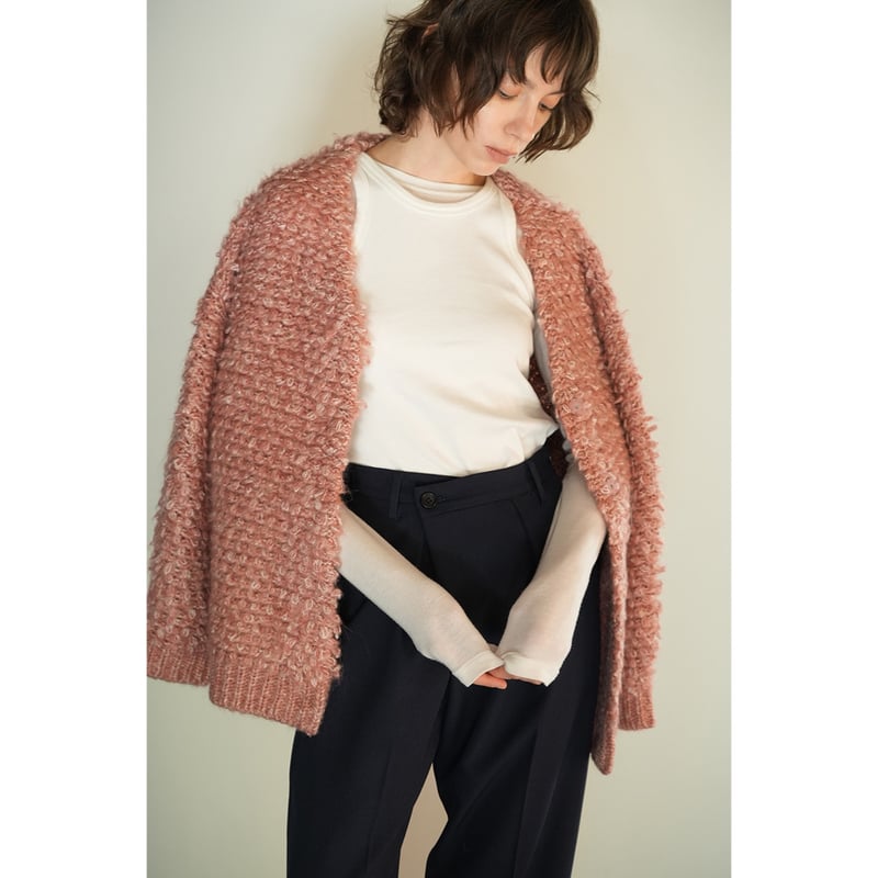 CLANE MIX LOOP MOHAIR KNIT CARDIGAN