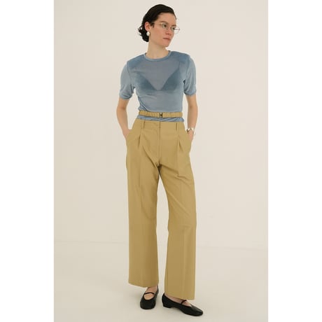 CLANE クラネ “SHEER VELOUR POWER SHOULDER TOPS” シアーベロアパワーショルダートップス