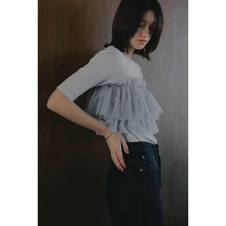 MANOF マノフ “TULLE FRILL CUT TOPS” チュールフリルカットトップス
