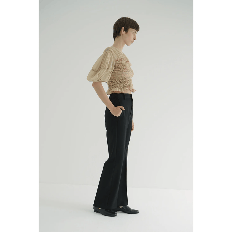 CLANE クラネ “COLOR STITCHED SHIRRING TOPS” カラーステッ