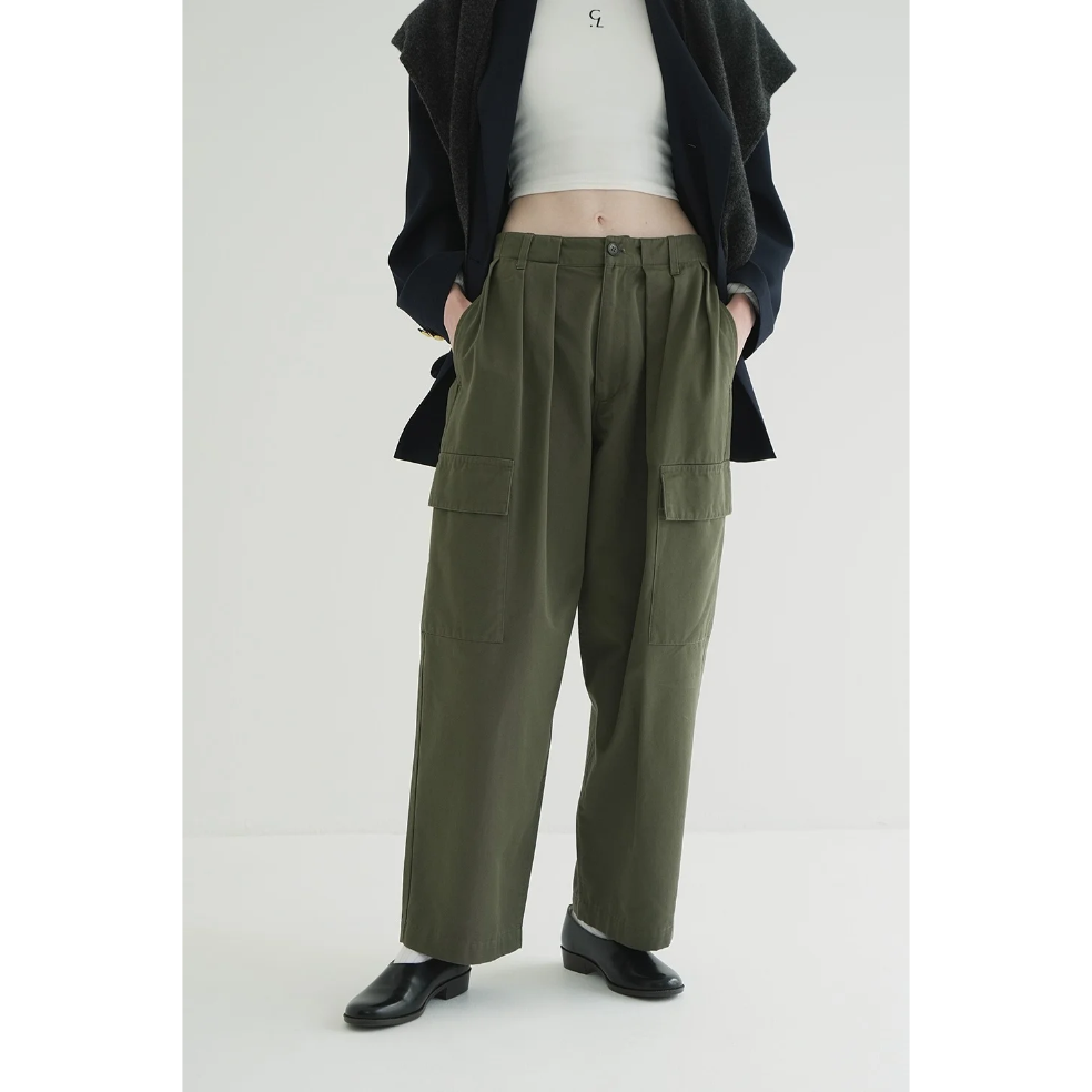 CLANE WIDE TUCK WORK PANTS アイボリー 1 CLANE - ワイドタックワークパンツ - WIDE TUCK WORK PANTS