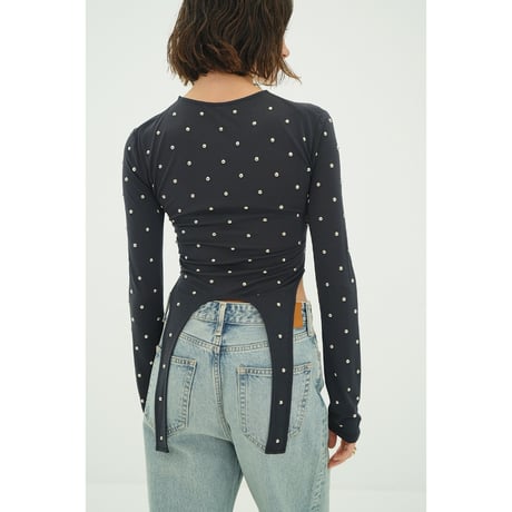 CLANE クラネ “STUDDED BIJOU SHEER TOPS” スタッズビジューシアートップス