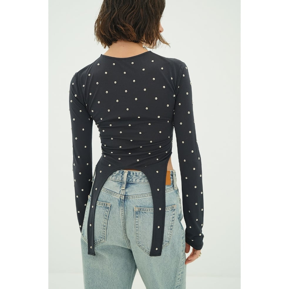 CLANE クラネ “STUDDED BIJOU SHEER TOPS” スタッズビジューシア