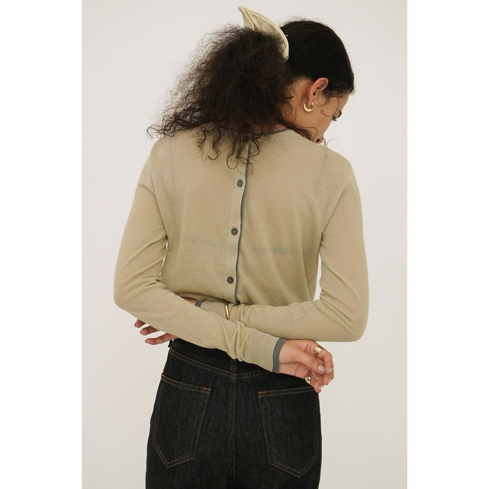 トップス CLANE W FACE BICOLOR SHEER CARDIGAN CLANE クラネ “W FACE BICOLOR SHEER CARDIGAN” ダブルフェ