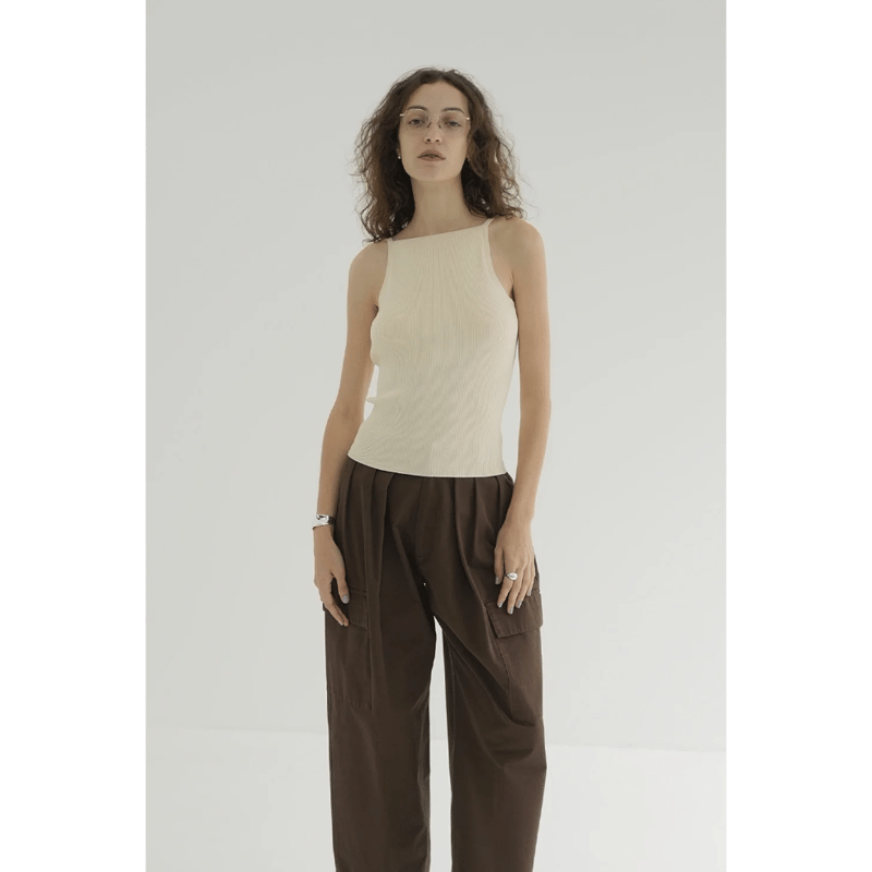 CLANE クラネ “BOAT NECK BACK OPEN KNIT TOPS” ボートネッ