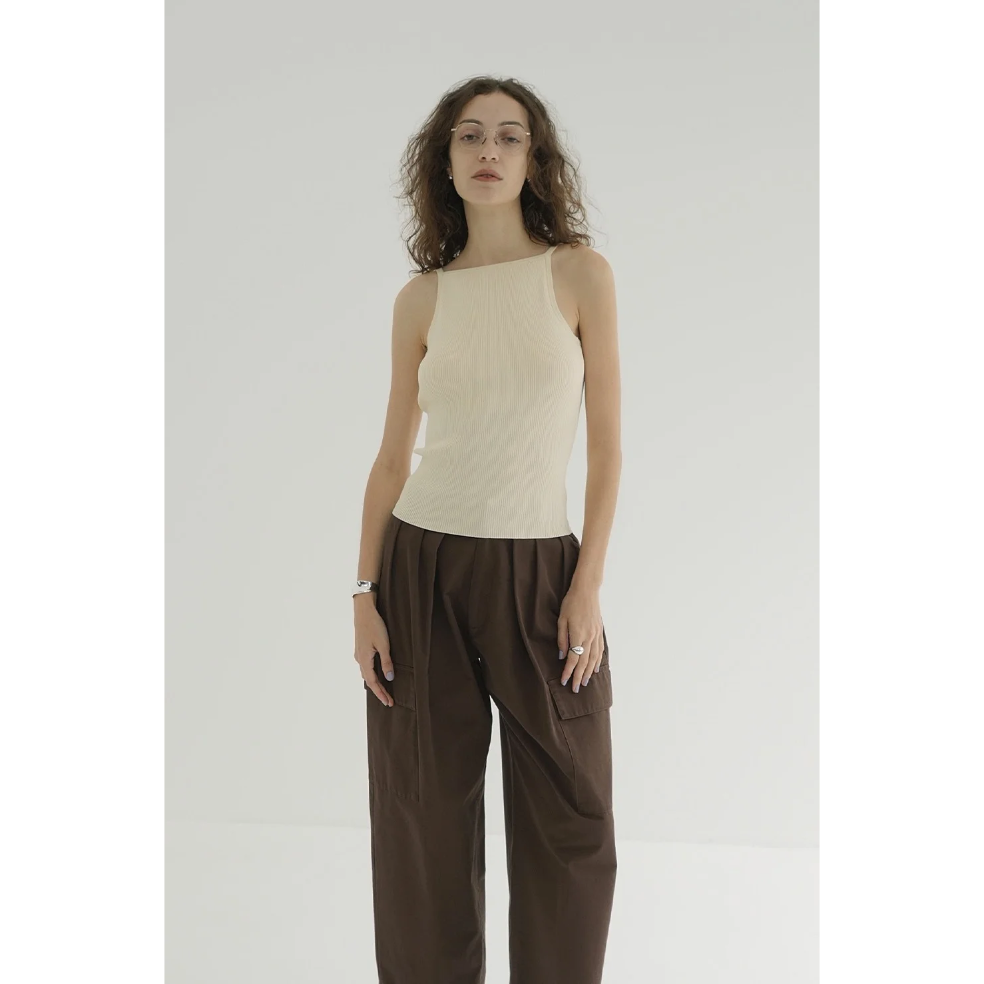 トップス CLANE BOAT NECK NO SLEEVE KNIT TOPS BOAT NECK BACK OPEN KNIT TOPS｜TOPS(トップス)｜CLANE